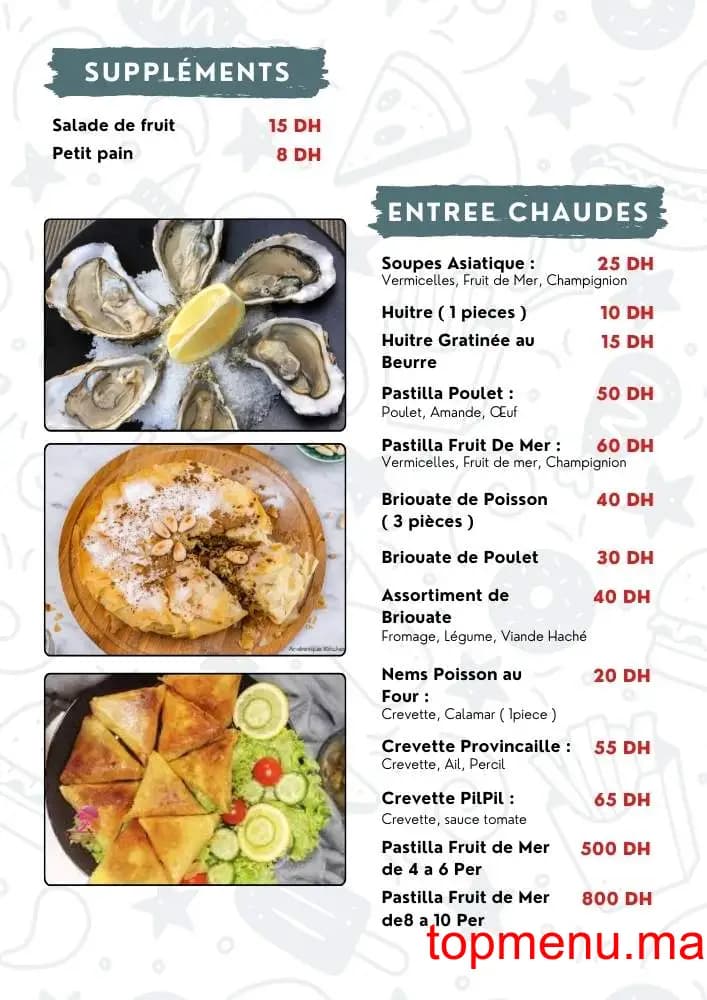 Restaurant Chouf l’Or menu page 2 Chouf l’Or menu page 2