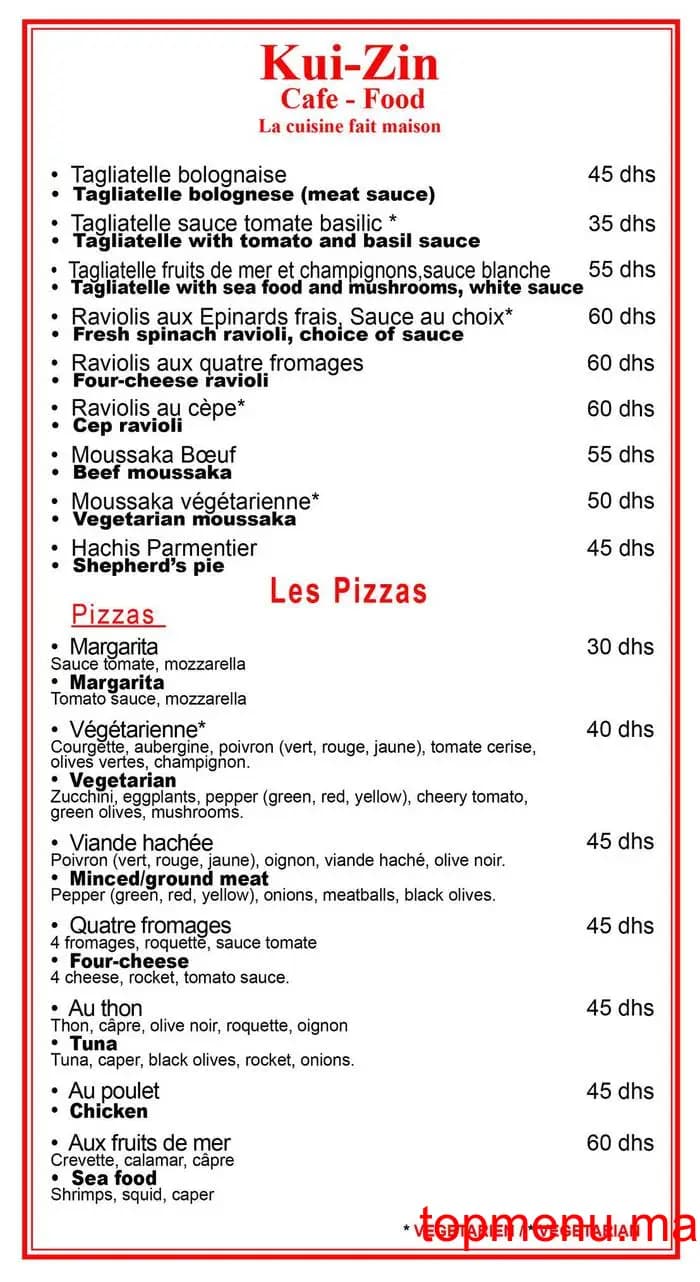 Restaurant Kui Zin menu page 4 Kui Zin menu page 4