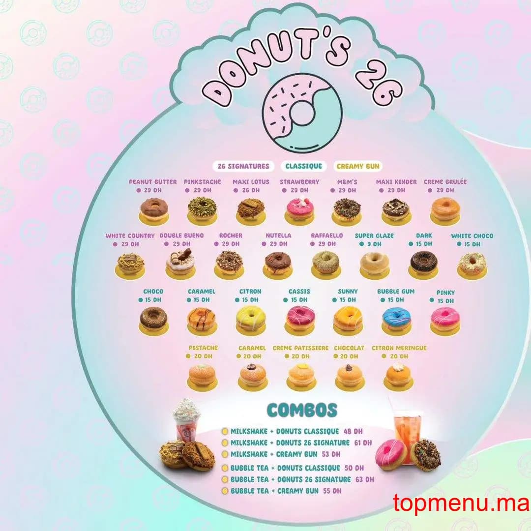 Restaurant Donut’s 26 menu page 1 Donut’s 26 menu page 1