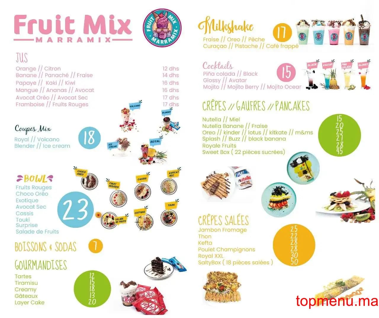 Restaurant Fruit Mix Marramix menu page 1 Fruit Mix Marramix menu page 1
