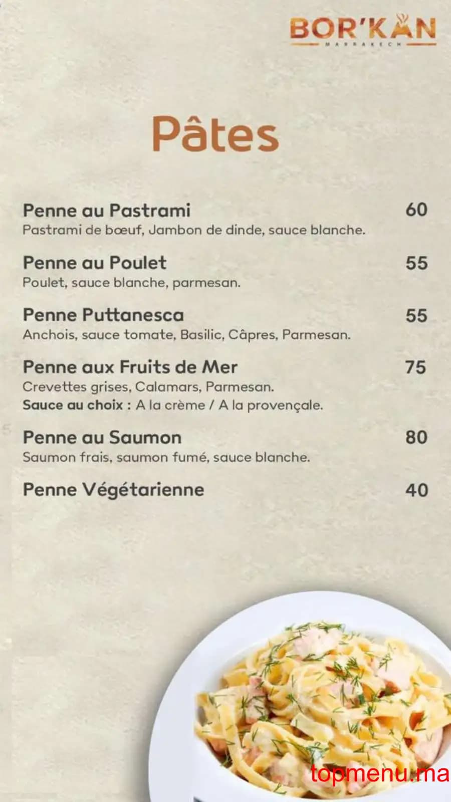 Restaurant Bor’kan menu page 4 Bor’kan menu page 4