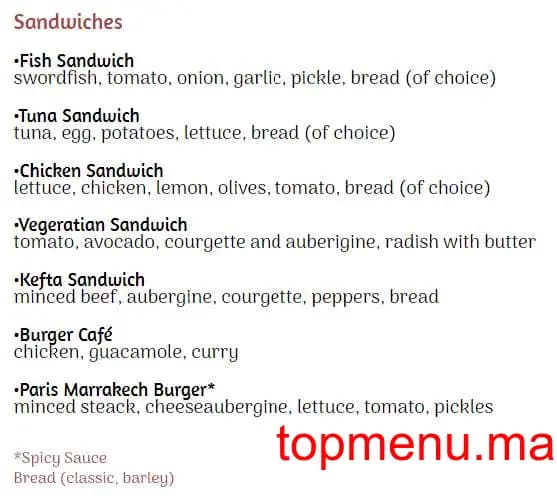 مطعم Café des épices قائمة الطعام page 2 Café des épices قائمة الطعام page 2