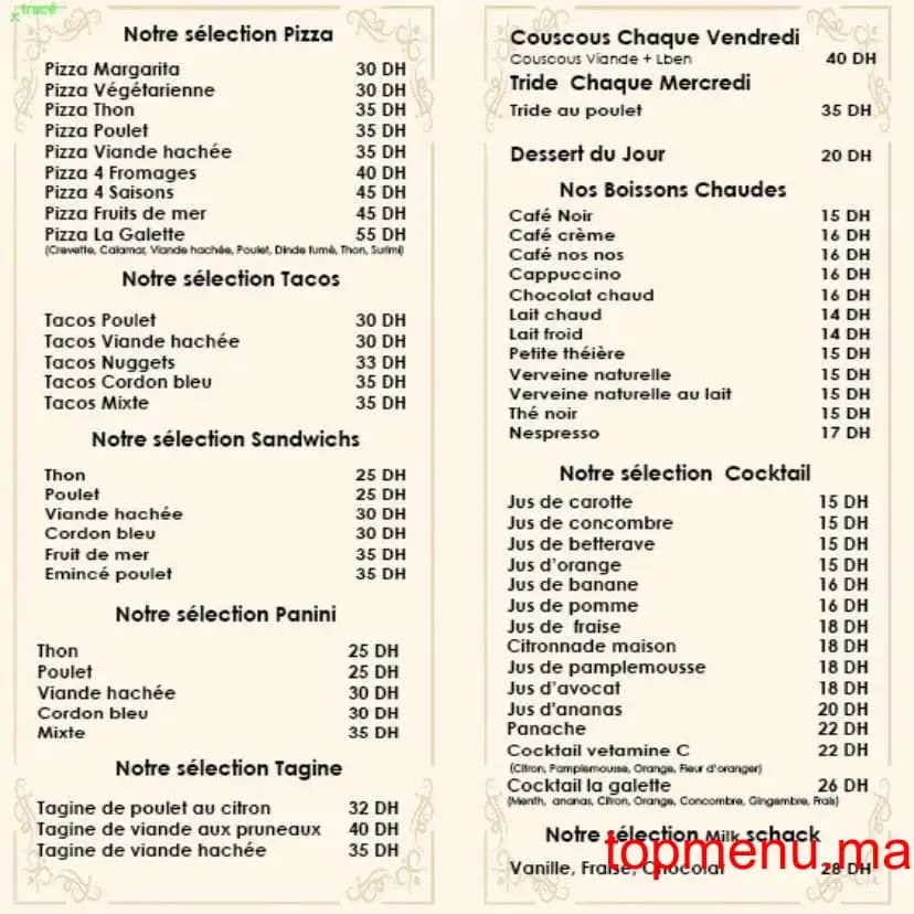 Restaurant La Galette du Chef menu page 2 La Galette du Chef menu page 2