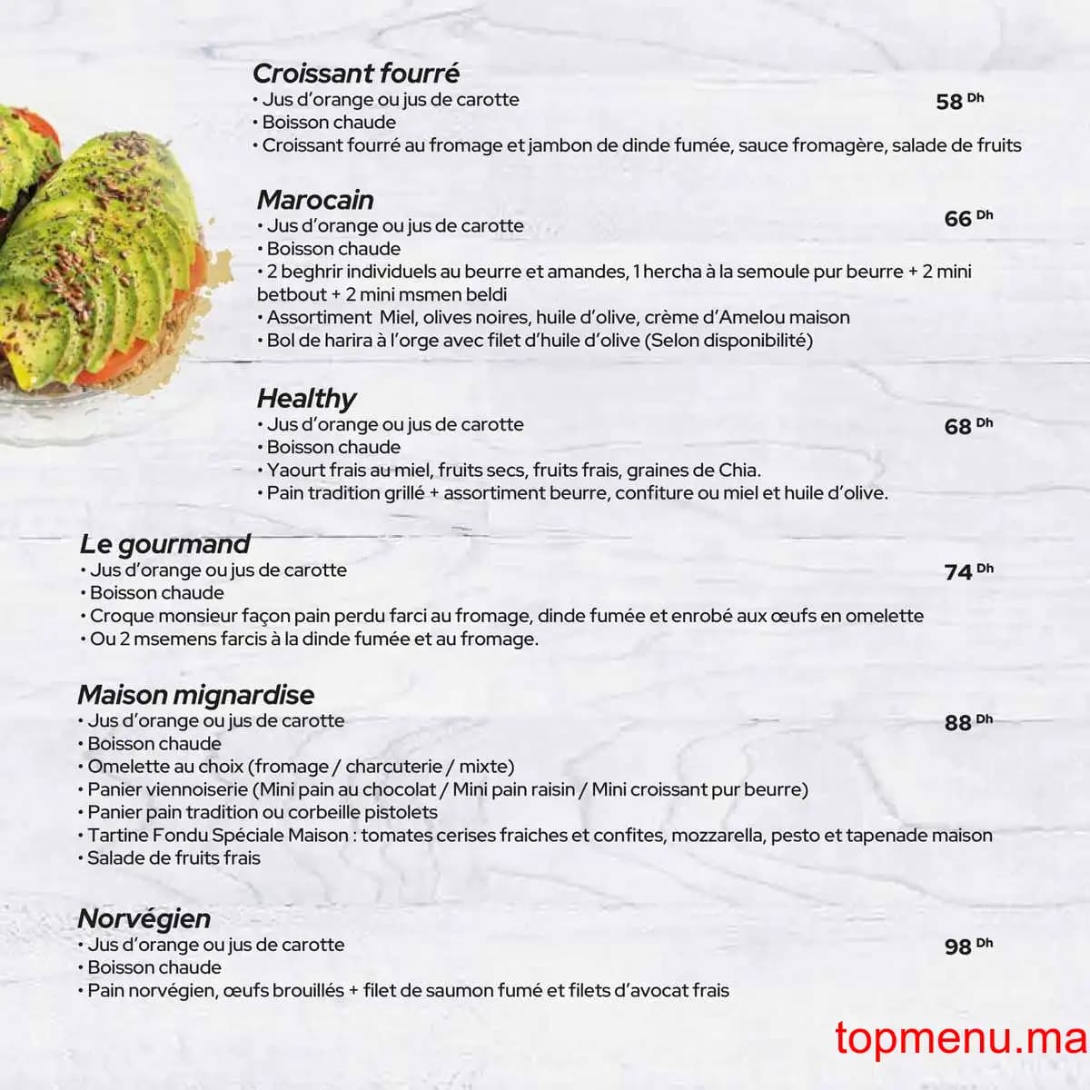 Restaurant Maison Mignardise menu page 2 Maison Mignardise menu page 2