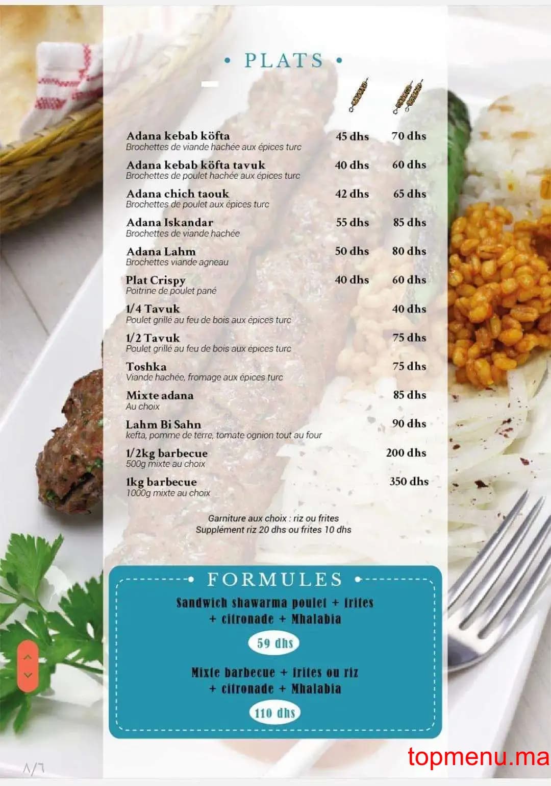 Restaurant Turkish Chef menu page 4 Turkish Chef menu page 4