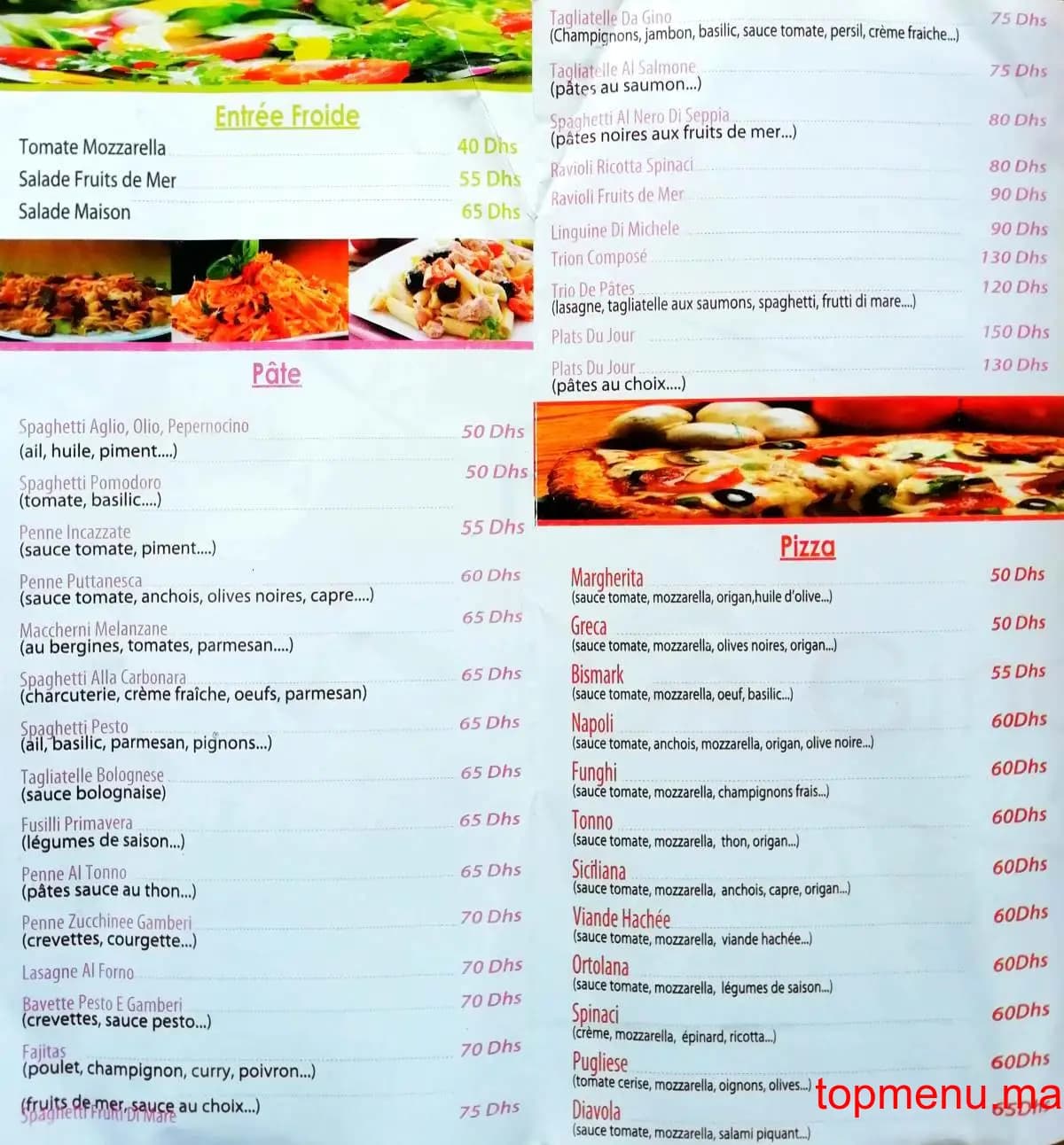 Restaurant Da Gino menu page 1 Da Gino menu page 1