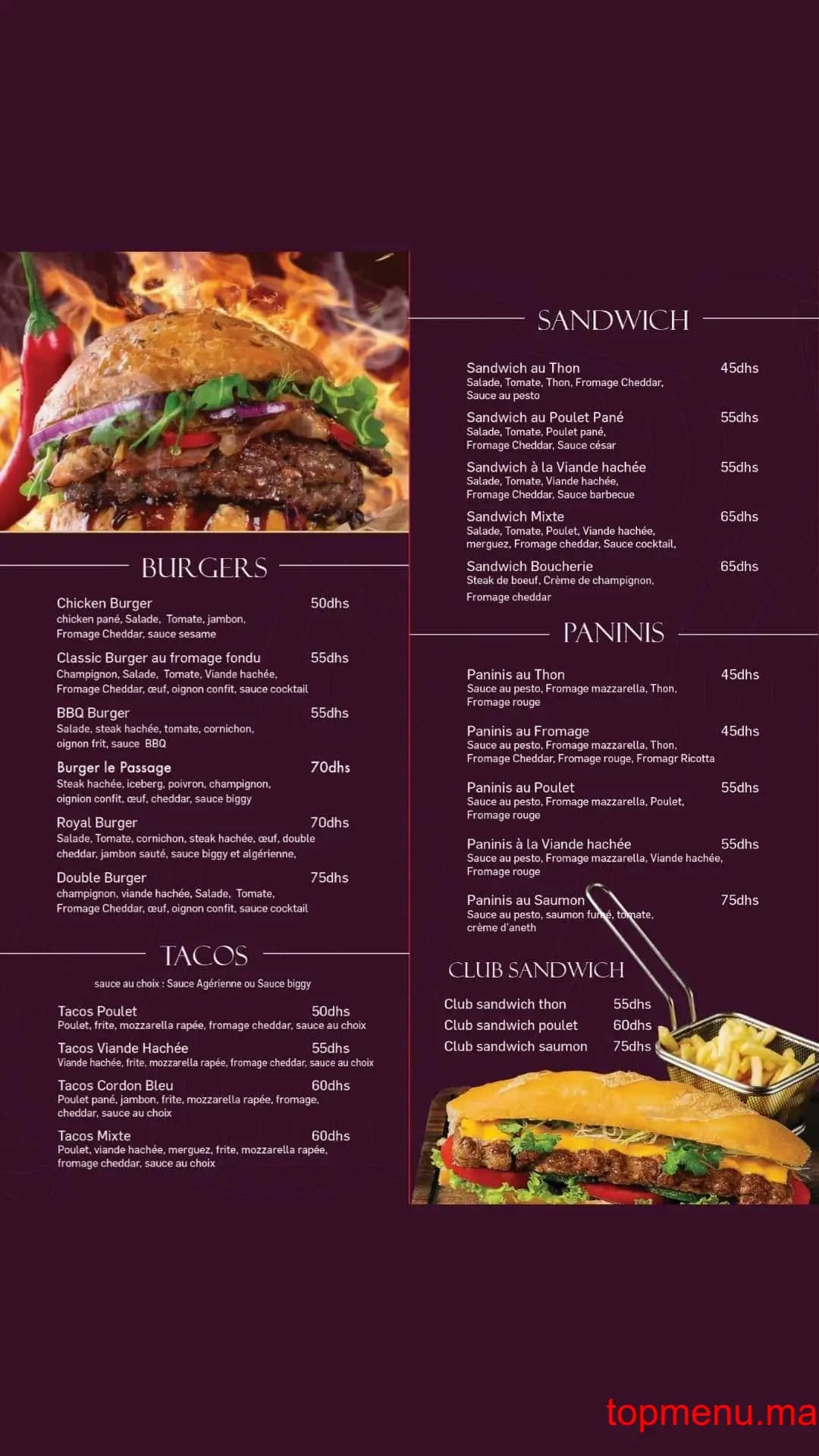 Restaurant Le Passage menu page 3 Le Passage menu page 3