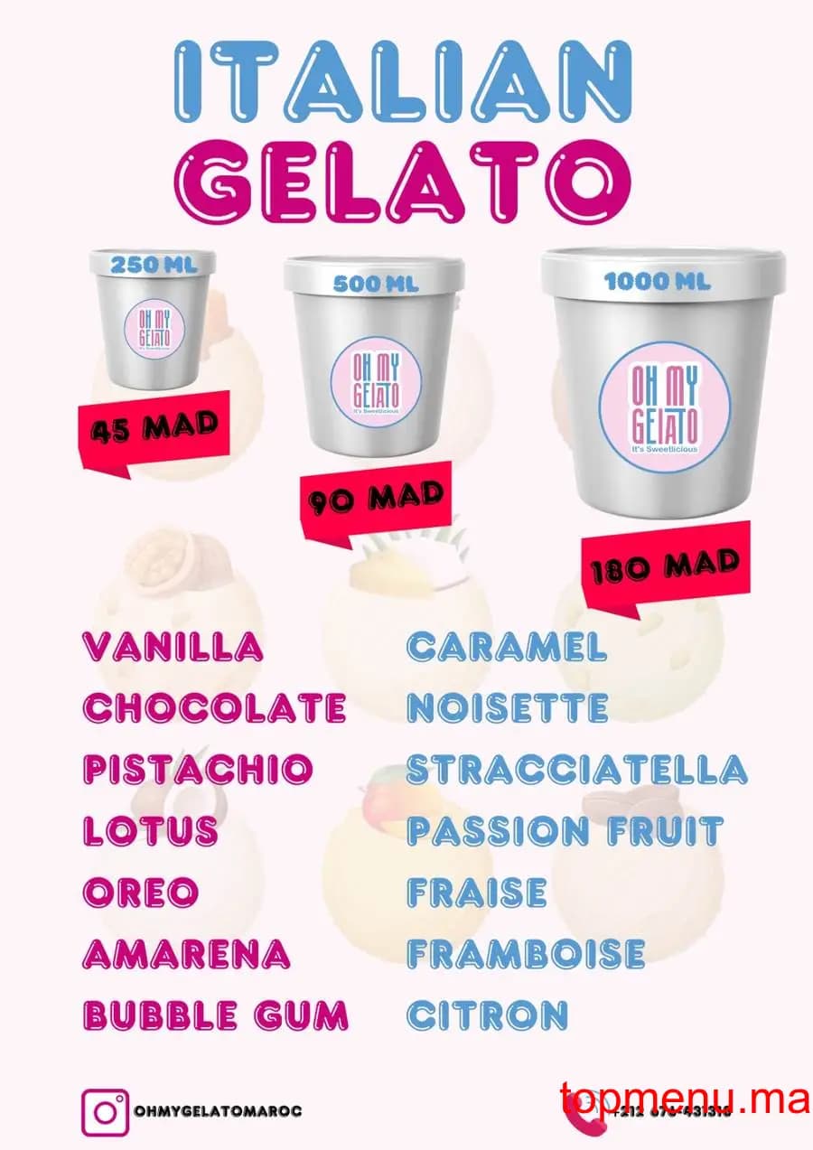 Restaurant Oh My Gelato menu page 6 Oh My Gelato menu page 6