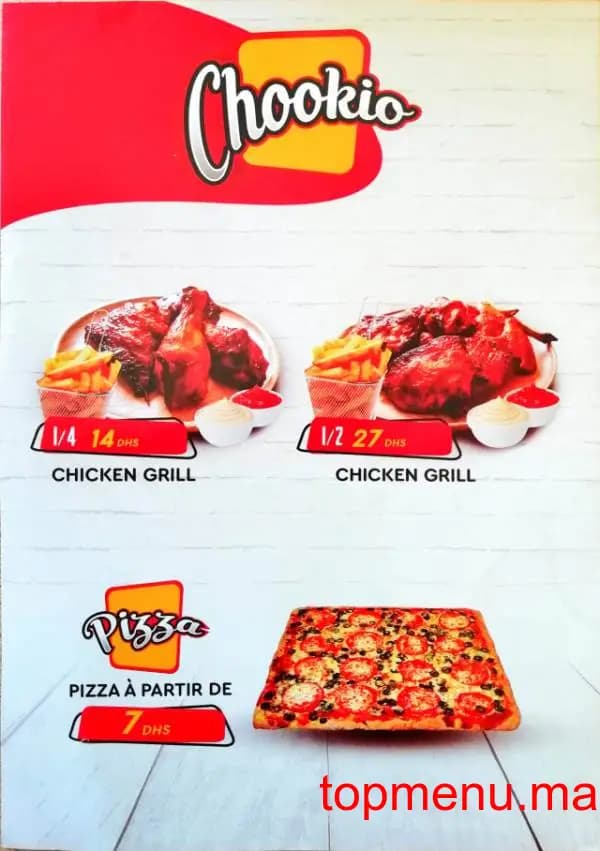 Restaurant Chookio menu page 2 Chookio menu page 2