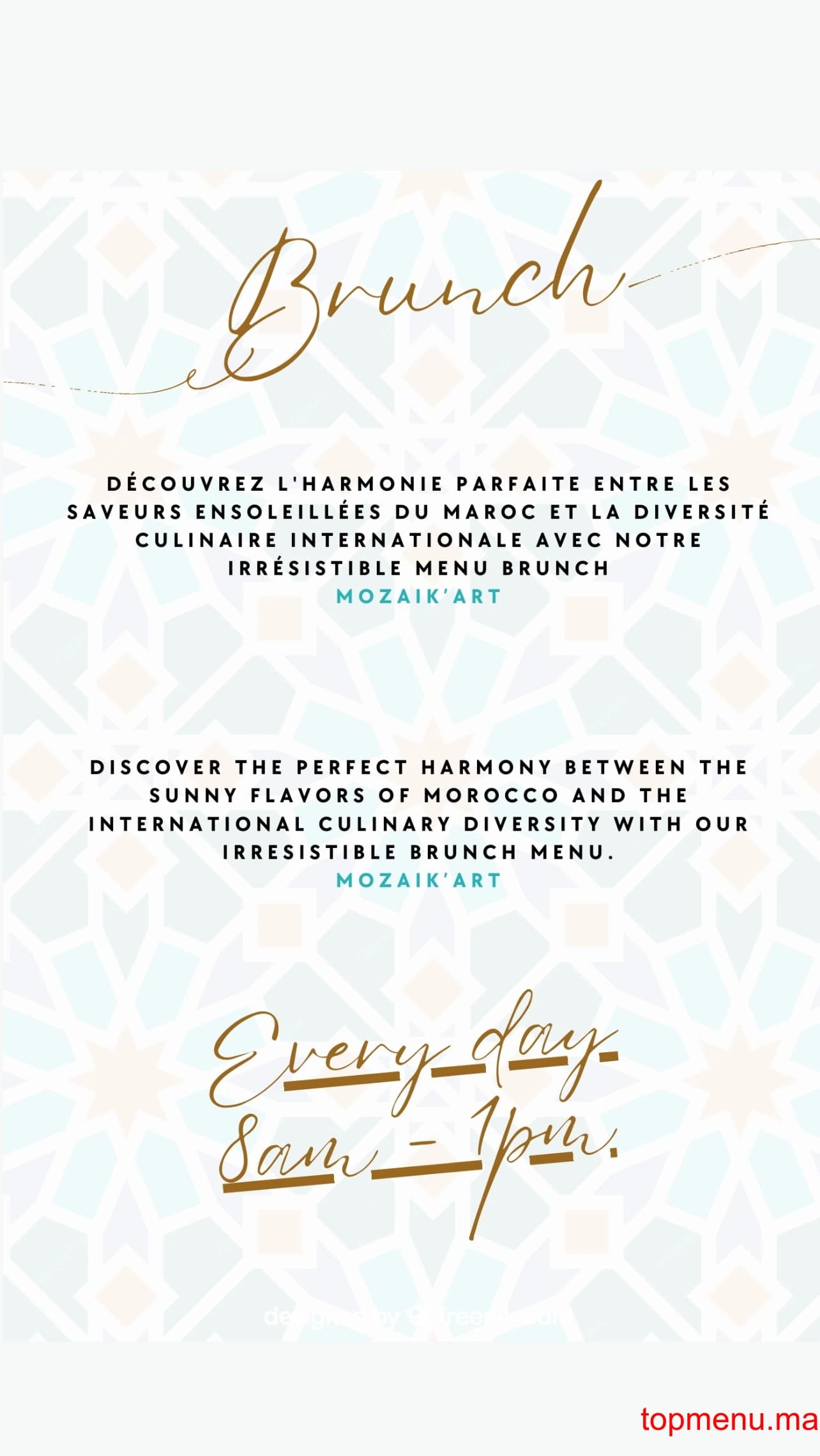 Restaurant Mozaikart Coffee N’Brunch menu page 4 Mozaikart Coffee N’Brunch menu page 4