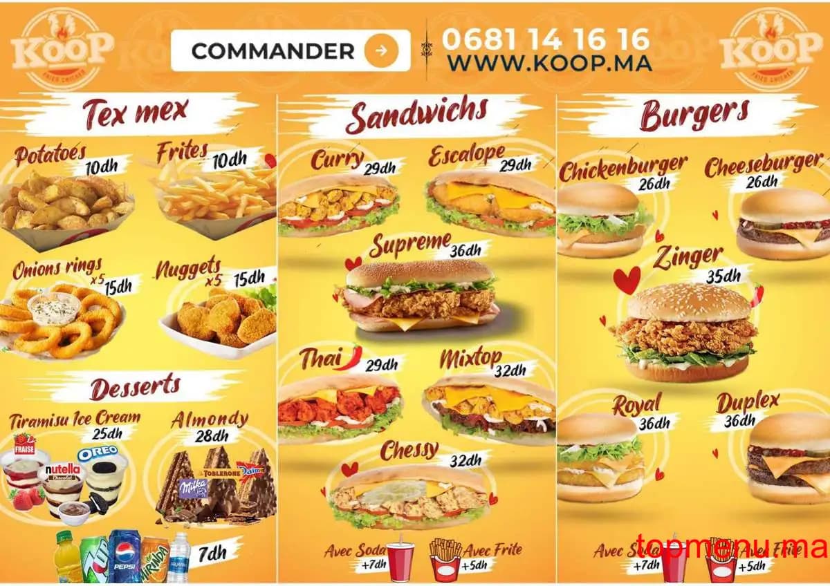 Restaurant Koop menu page 1 Koop menu page 1