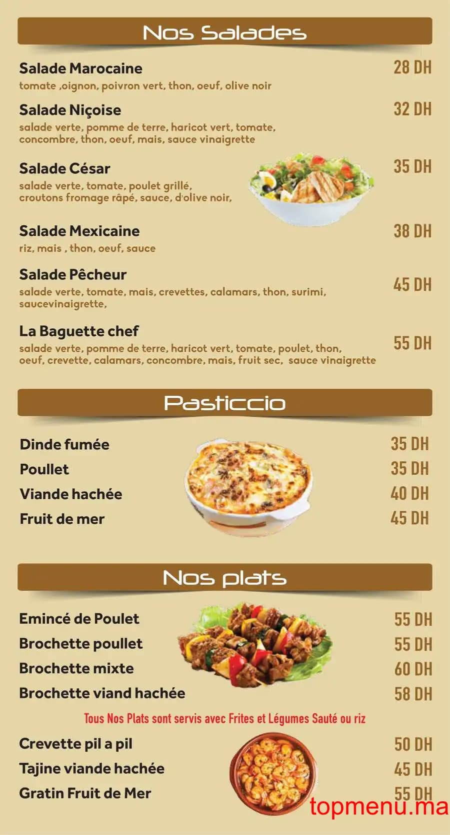 Restaurant La Baguette Chef menu page 4 La Baguette Chef menu page 4