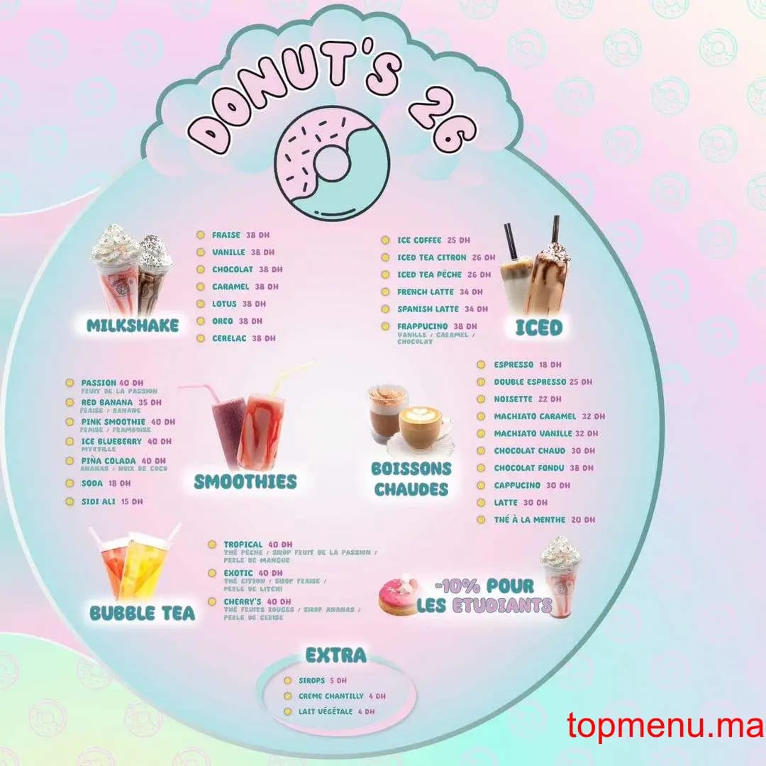Restaurant Donut’s 26 menu page 2 Donut’s 26 menu page 2