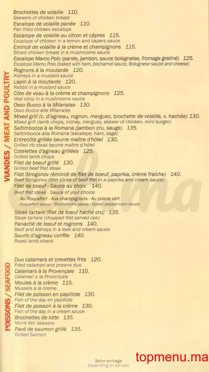 Restaurant Le Catanzaro menu page 2 Le Catanzaro menu page 2