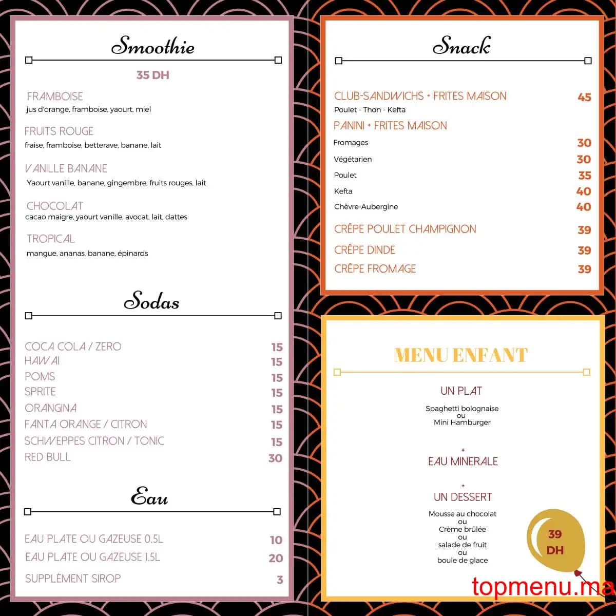 Restaurant Le QG menu page 5 Le QG menu page 5