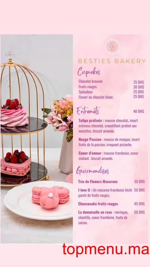 Restaurant Besties Bakery menu page 2 Besties Bakery menu page 2