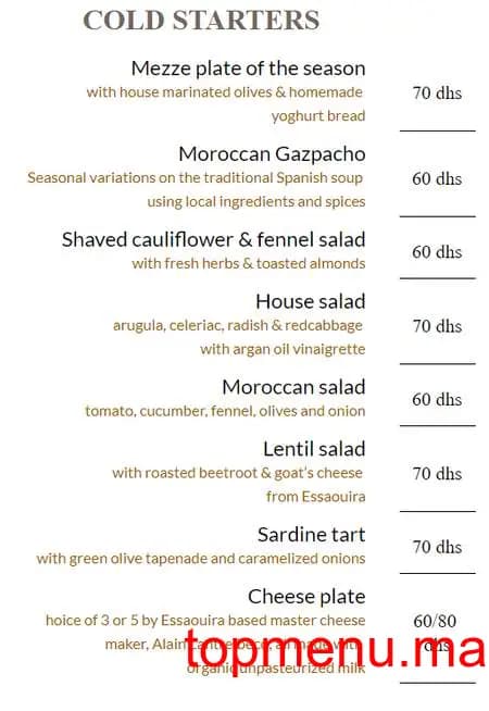 Restaurant Nomad menu page 2 Nomad menu page 2