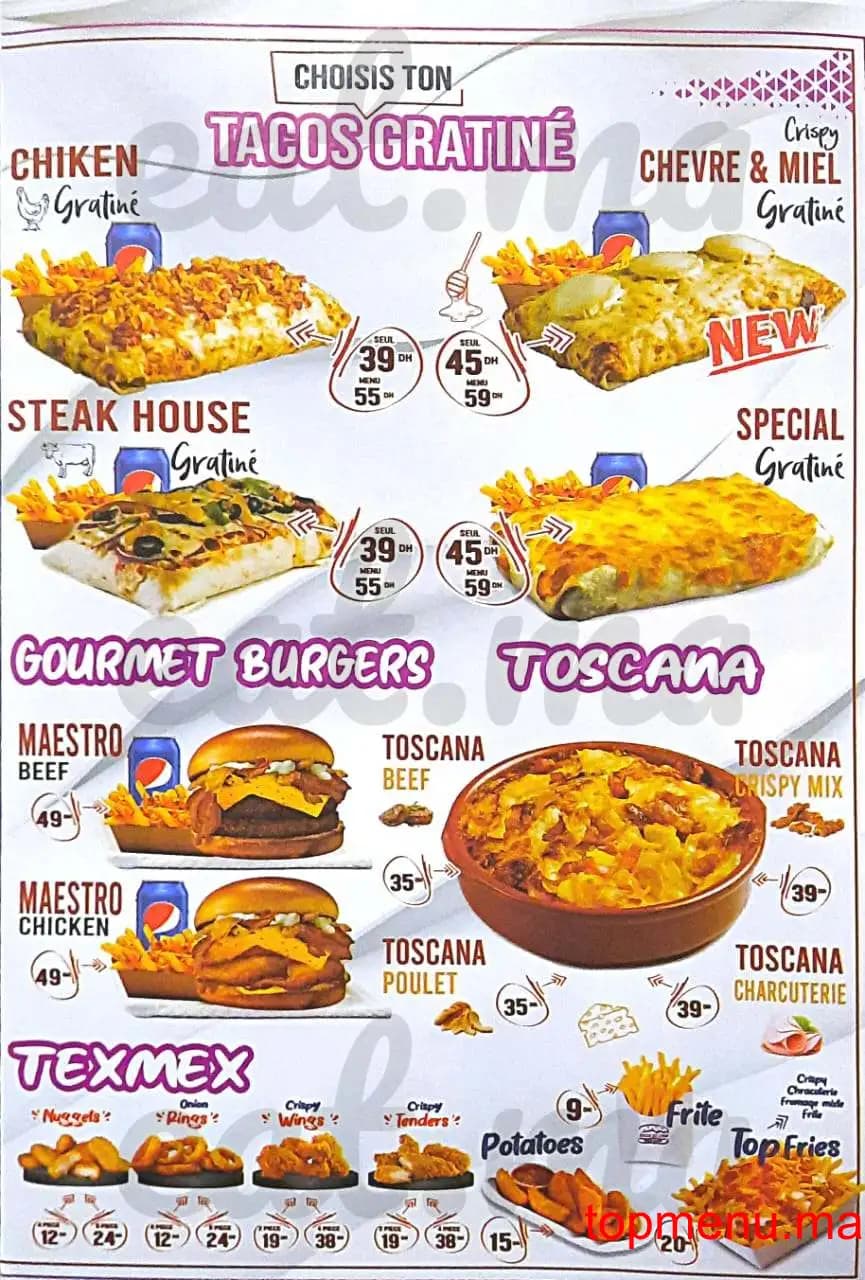 Restaurant Tacos De Lyon Carrée Éden menu page 2 Tacos De Lyon Carrée Éden menu page 2