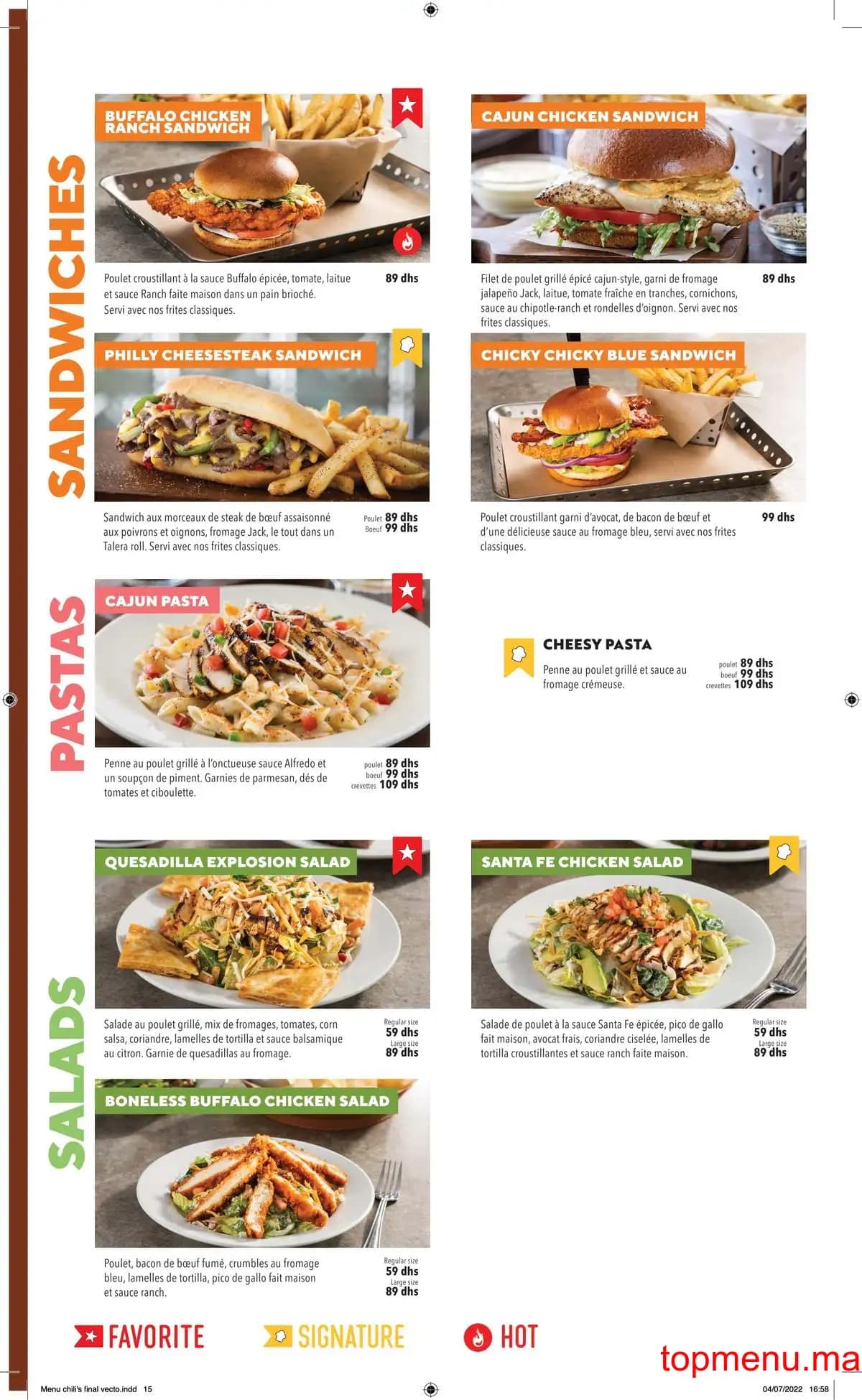 Restaurant Chili’s menu page 10 Chili’s menu page 10