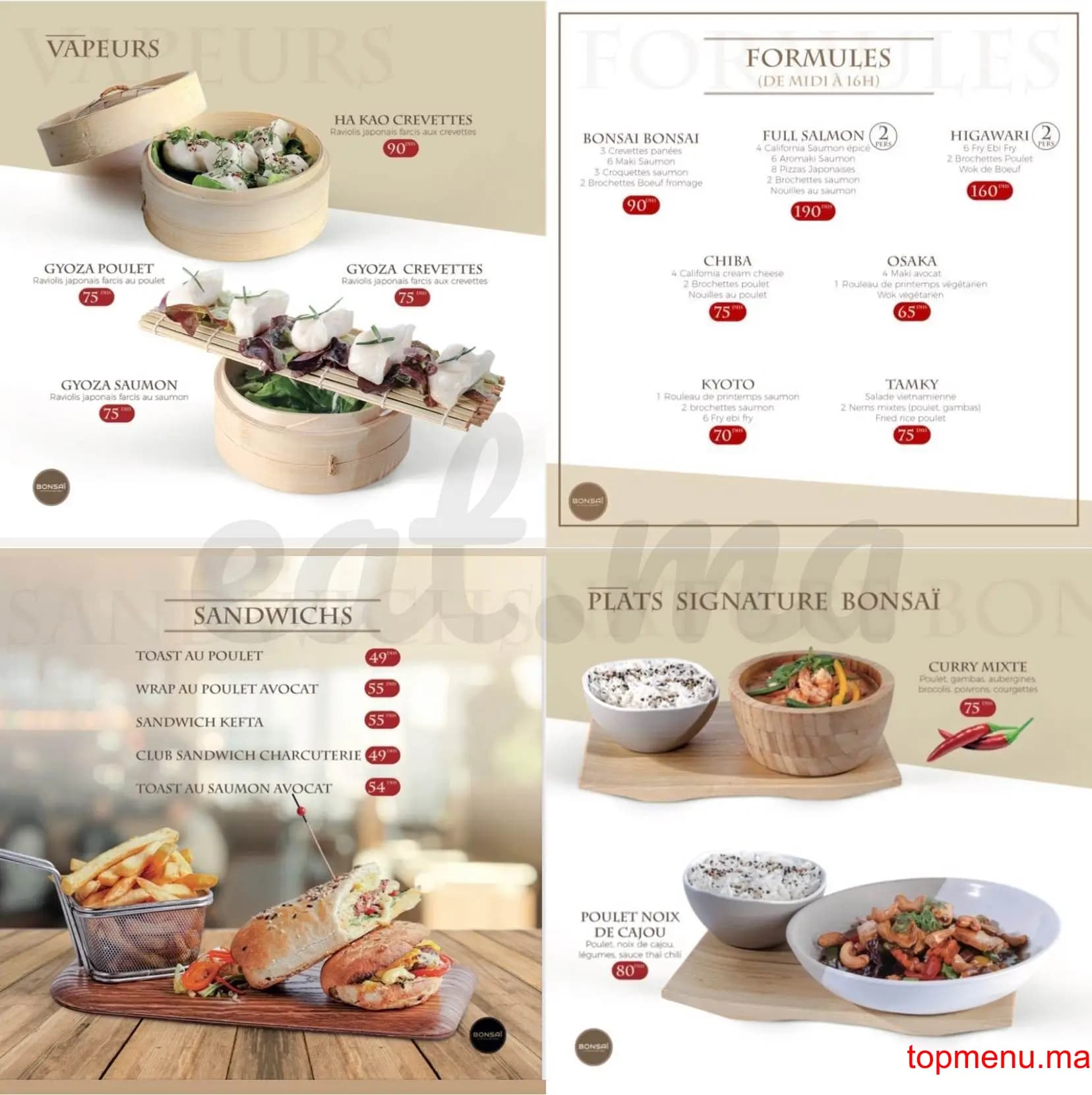 Restaurant Bonsaï menu page 5 Bonsaï menu page 5