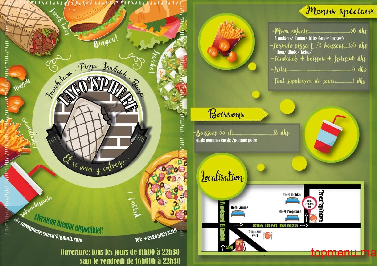 Restaurant Taco’sphère menu page 2 Taco’sphère menu page 2