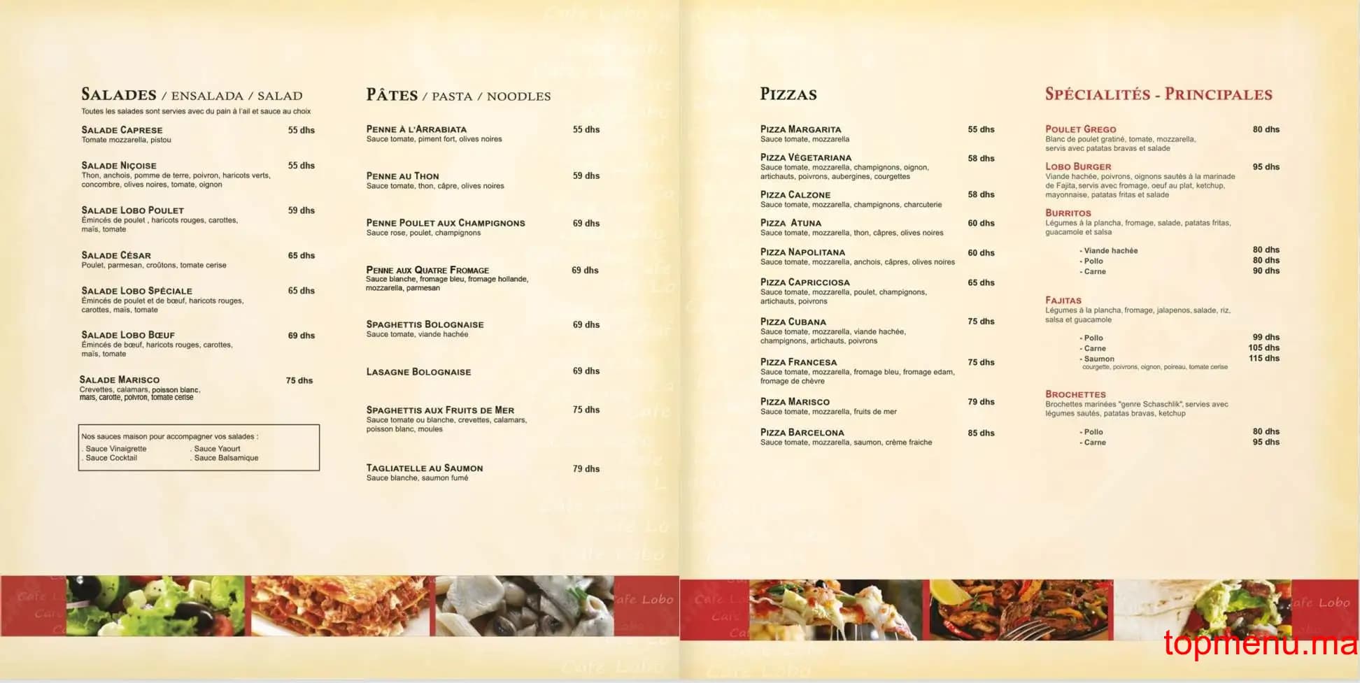Restaurant Café Lobo menu page 3 Café Lobo menu page 3