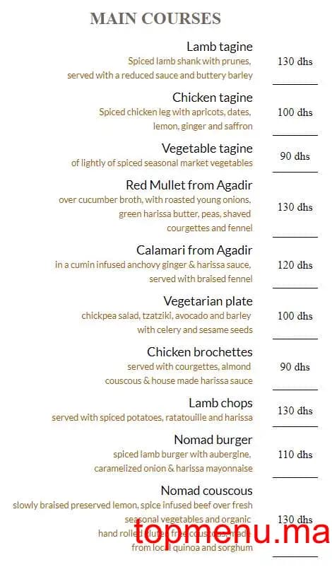 Restaurant Nomad menu page 1 Nomad menu page 1