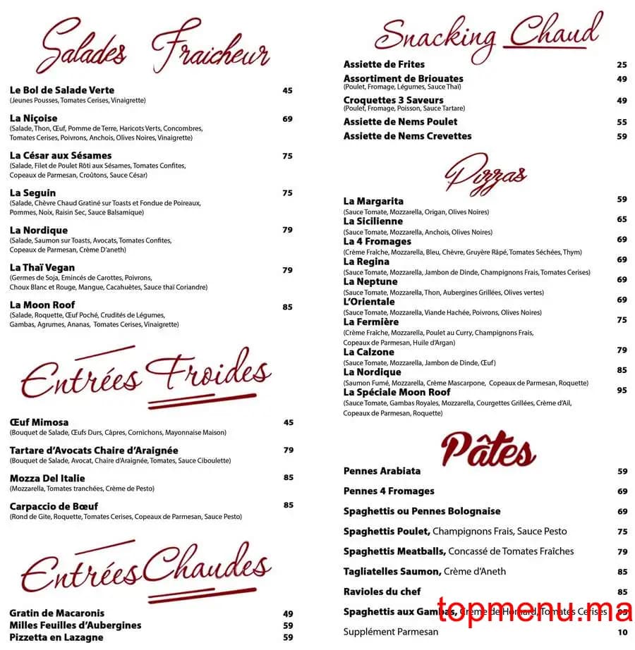 مطعم Moon Roof Café قائمة الطعام page 2 Moon Roof Café قائمة الطعام page 2