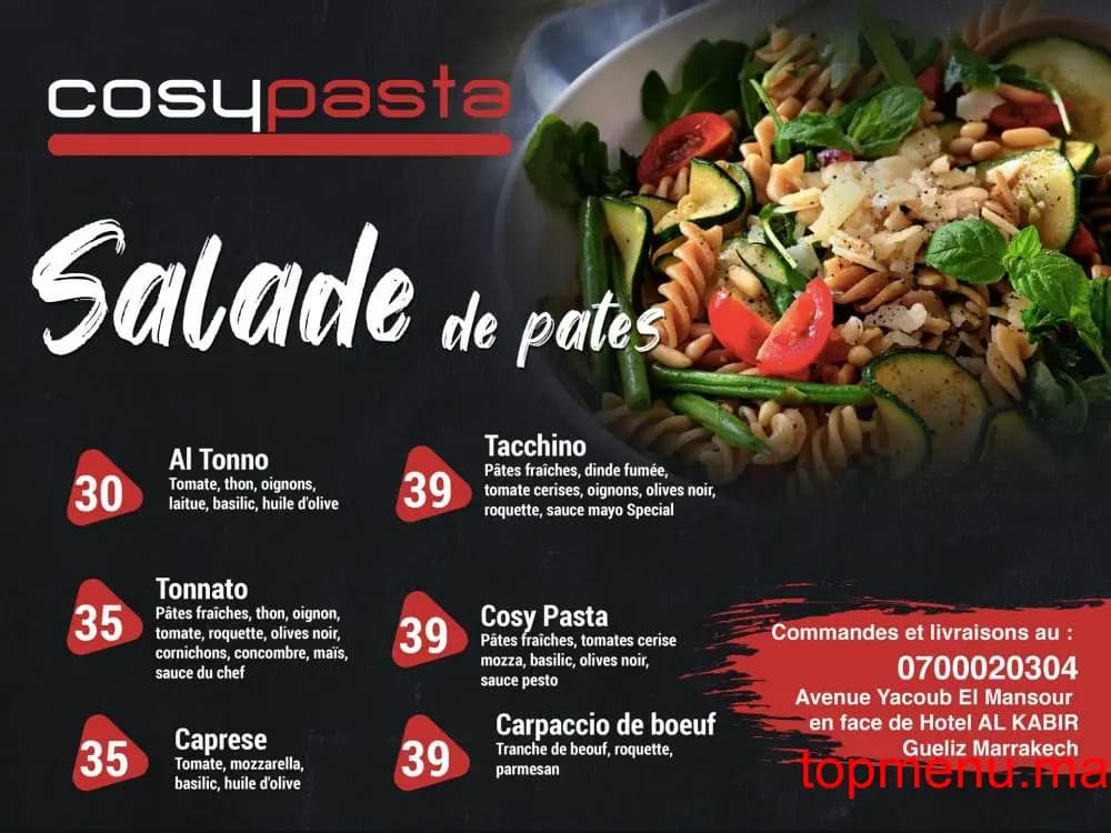Restaurant Cosy Pasta menu page 2 Cosy Pasta menu page 2
