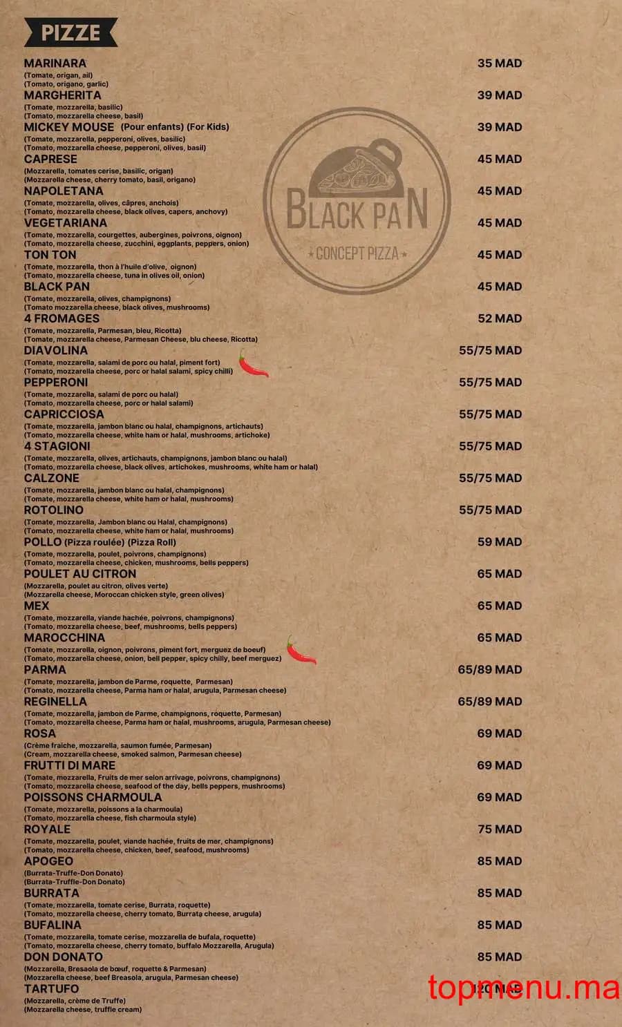 Restaurant Black Pan menu page 1 Black Pan menu page 1
