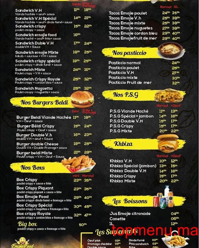 Restaurant emojie food menu page 1 emojie food menu page 1