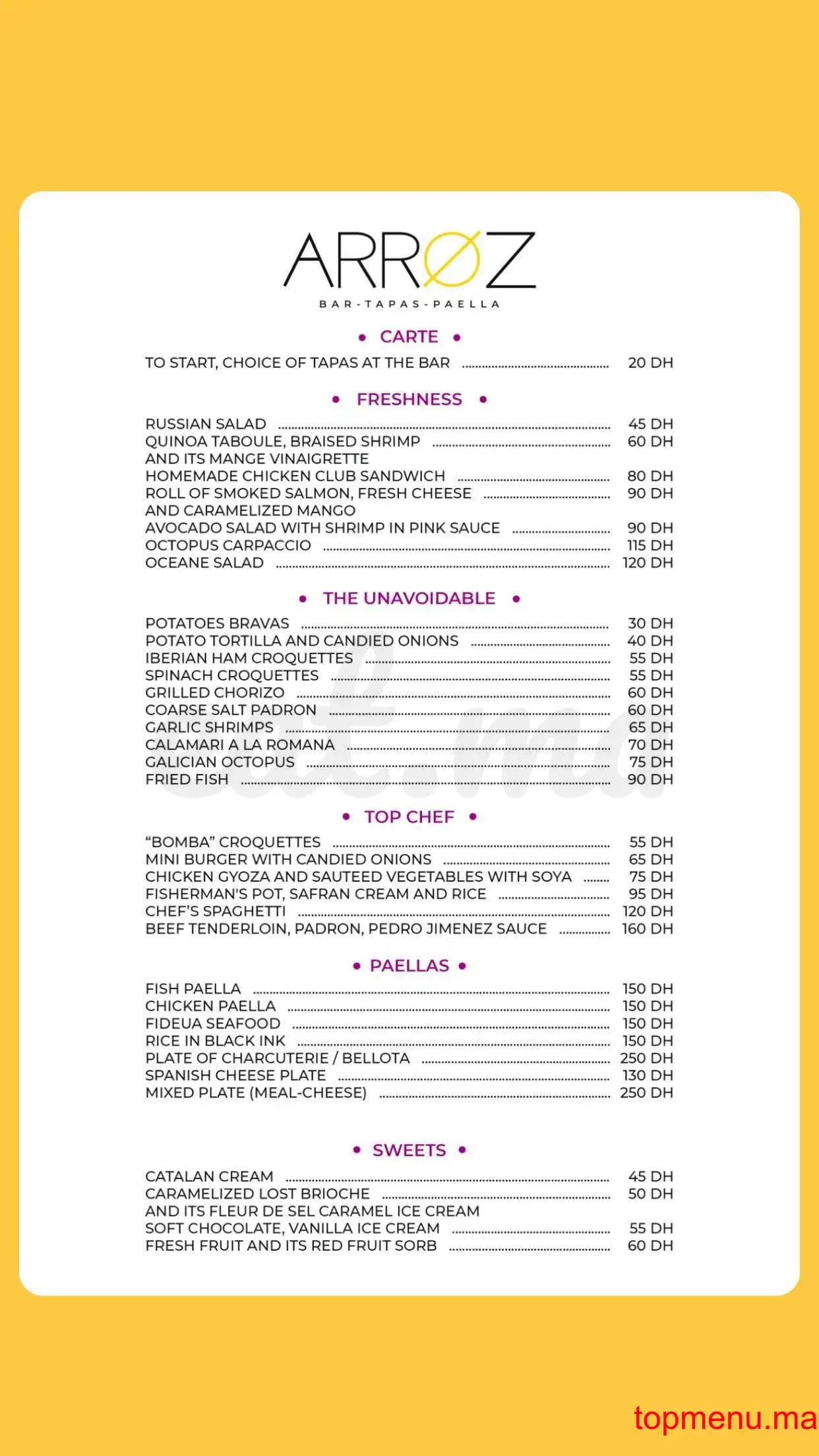 Restaurant Arroz Bar Restaurant menu page 3 Arroz Bar Restaurant menu page 3