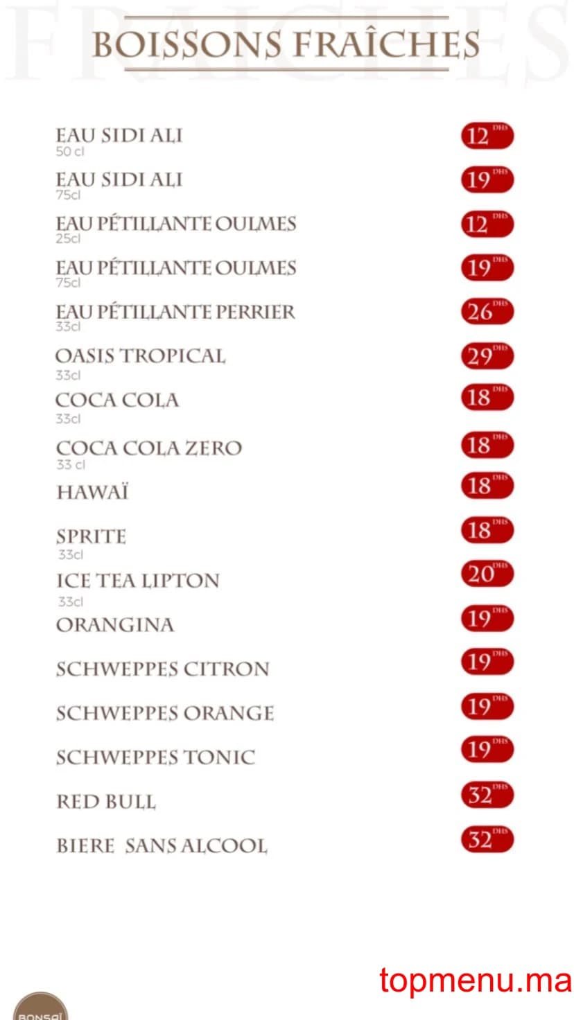 Restaurant Bonsaï menu page 4 Bonsaï menu page 4