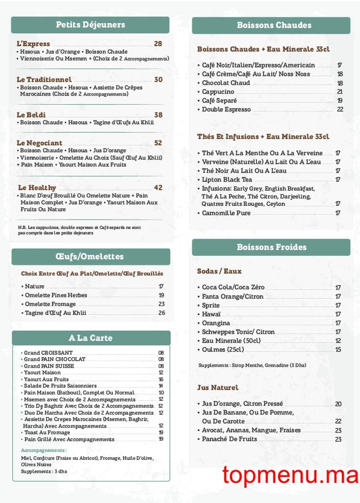 Restaurant Café Les Négociants menu page 1 Café Les Négociants menu page 1
