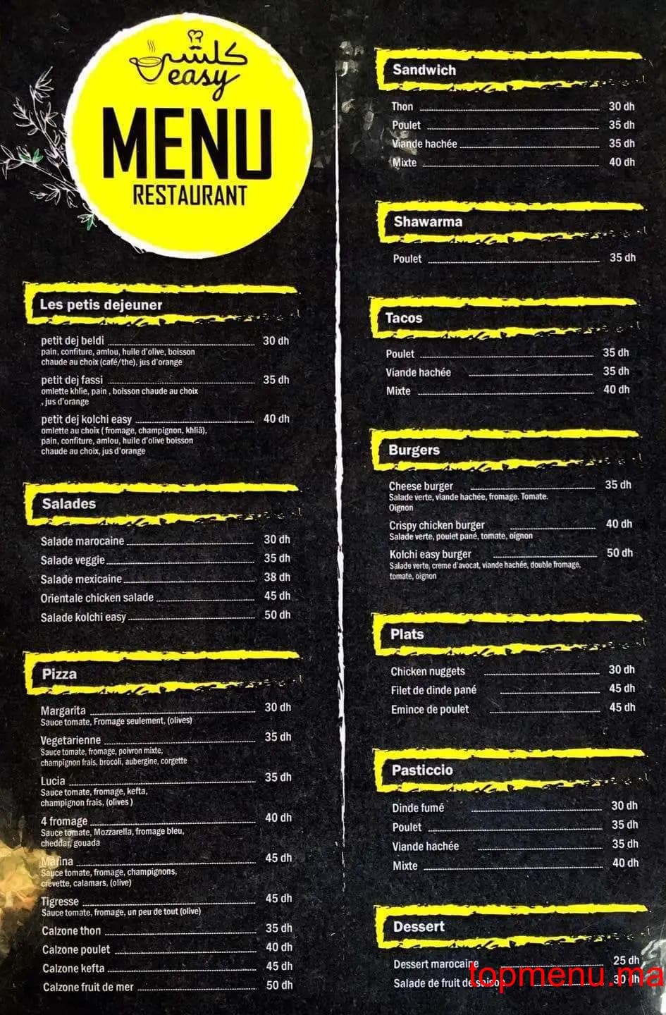 Restaurant Koulchi easy menu page 1 Koulchi easy menu page 1