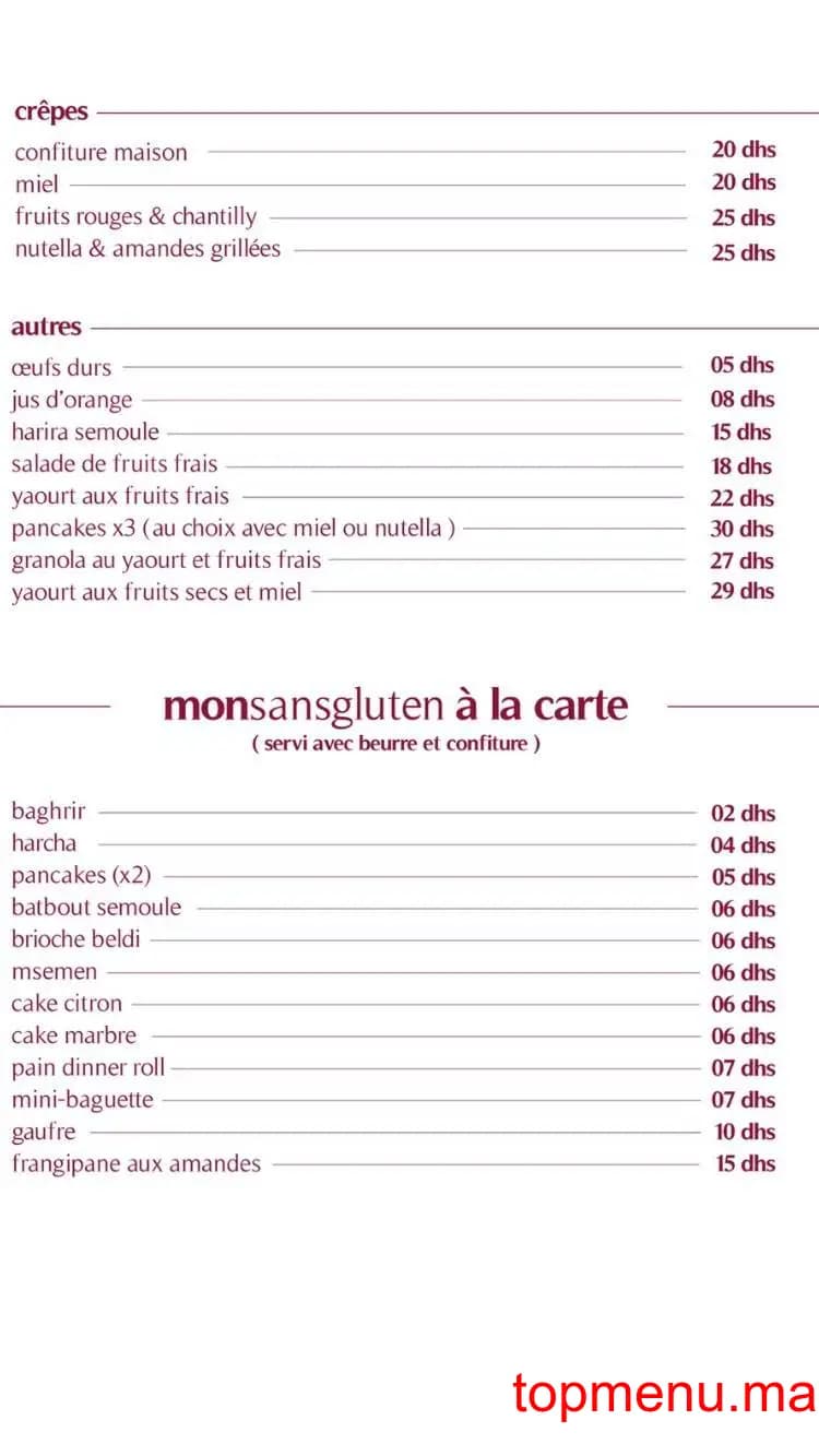 Restaurant mon quotidien Guéliz menu page 3 mon quotidien Guéliz menu page 3