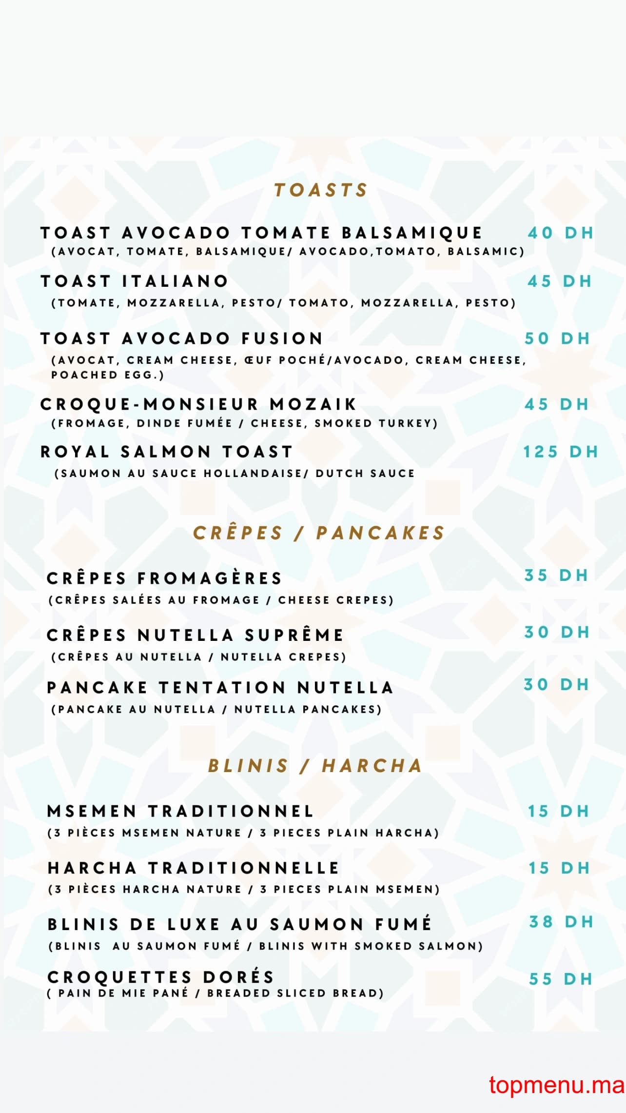 Restaurant Mozaikart Coffee N’Brunch menu page 5 Mozaikart Coffee N’Brunch menu page 5