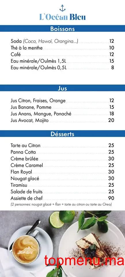 Restaurant L’Océan Bleu menu page 4 L’Océan Bleu menu page 4