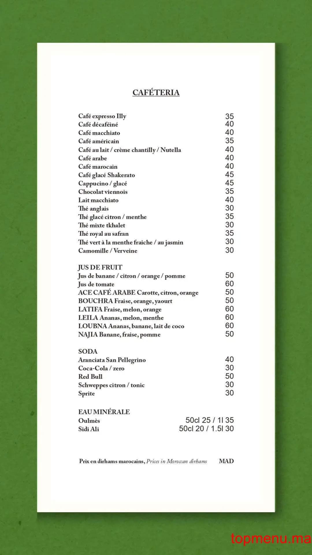Restaurant Cafe Arabe menu page 12 Cafe Arabe menu page 12