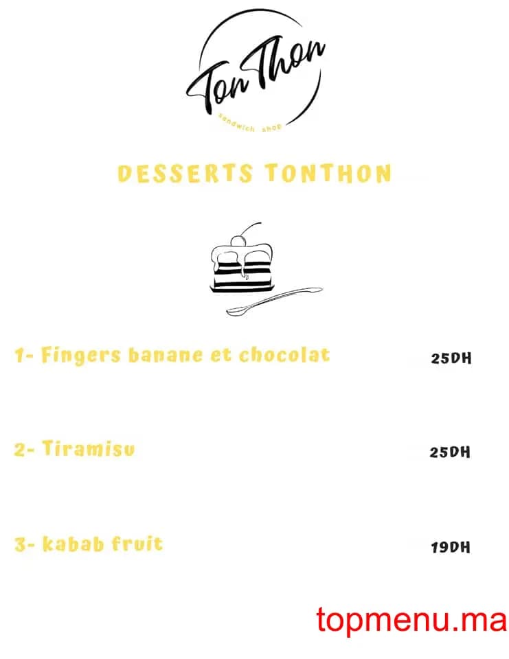 Restaurant Ton Thon menu page 3 Ton Thon menu page 3