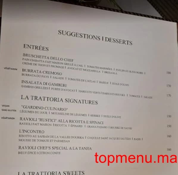 Restaurant La Trattoria menu page 3 La Trattoria menu page 3