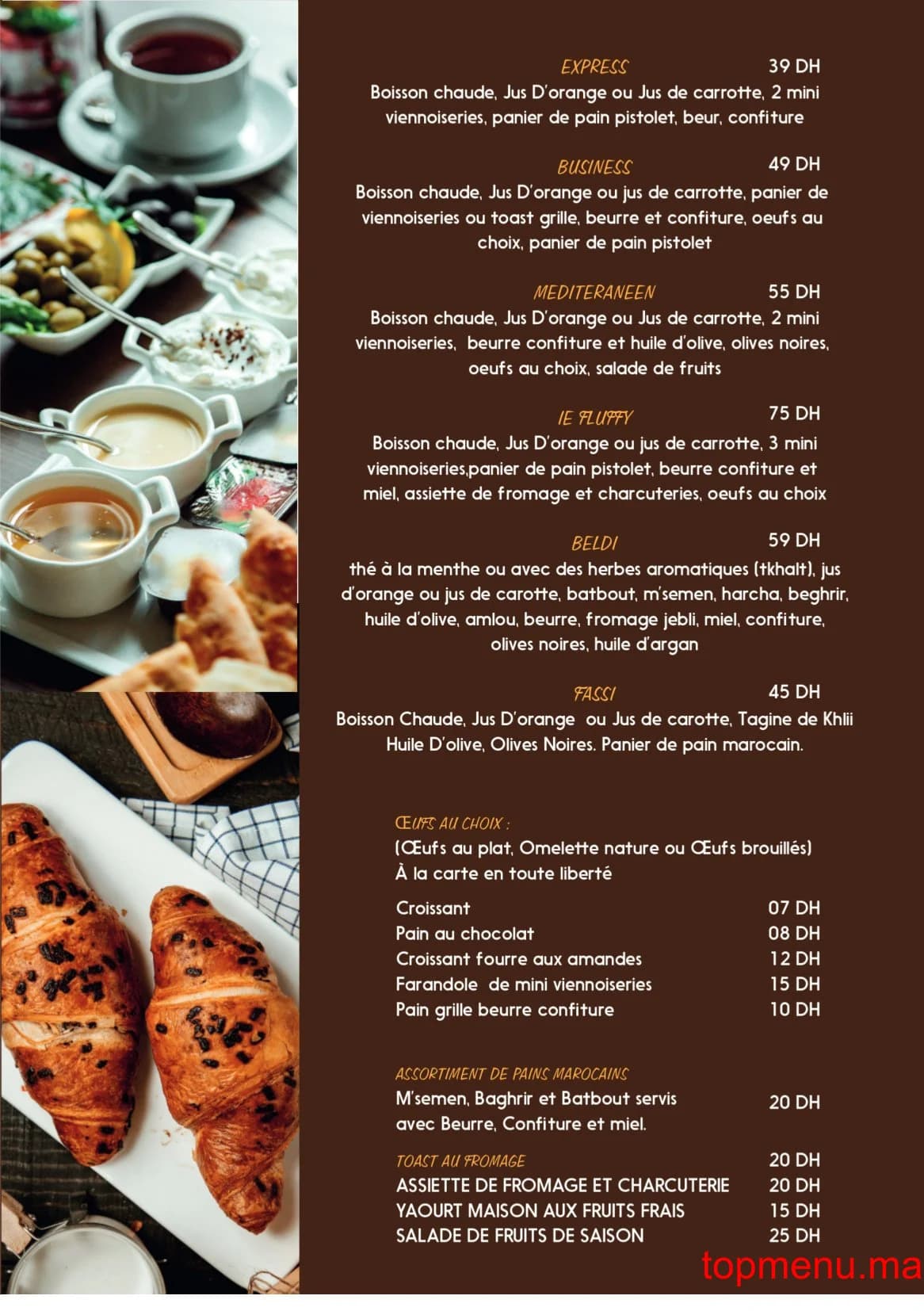 Restaurant Fluffy menu page 1 Fluffy menu page 1