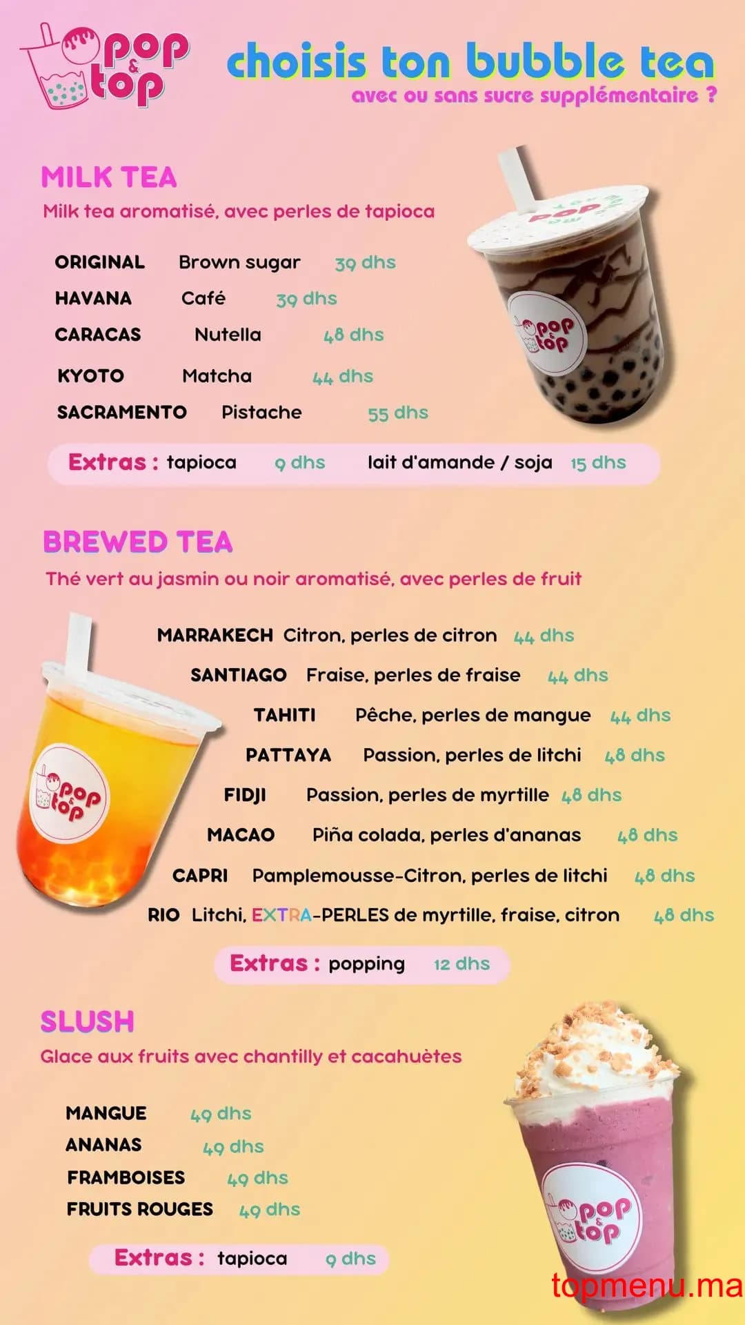 Restaurant Pop and Top menu page 1 Pop and Top menu page 1