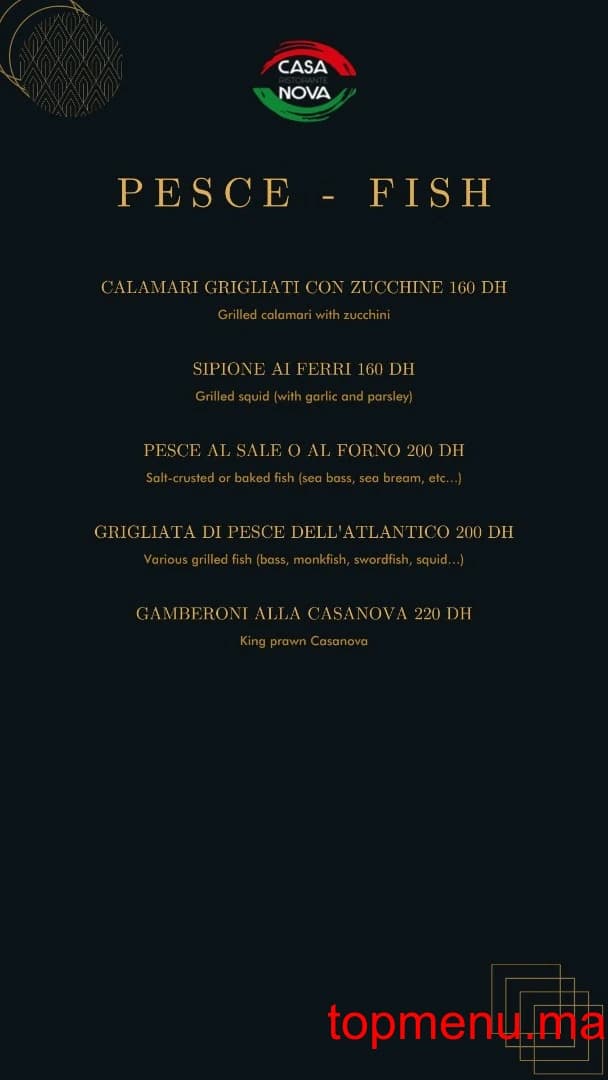 Restaurant Casa Nova menu page 1 Casa Nova menu page 1