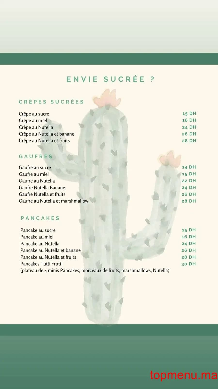 Restaurant Cactus café menu page 3 Cactus café menu page 3