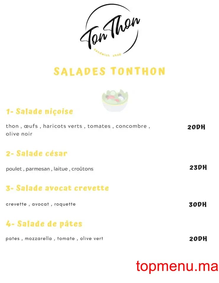 Restaurant Ton Thon menu page 2 Ton Thon menu page 2