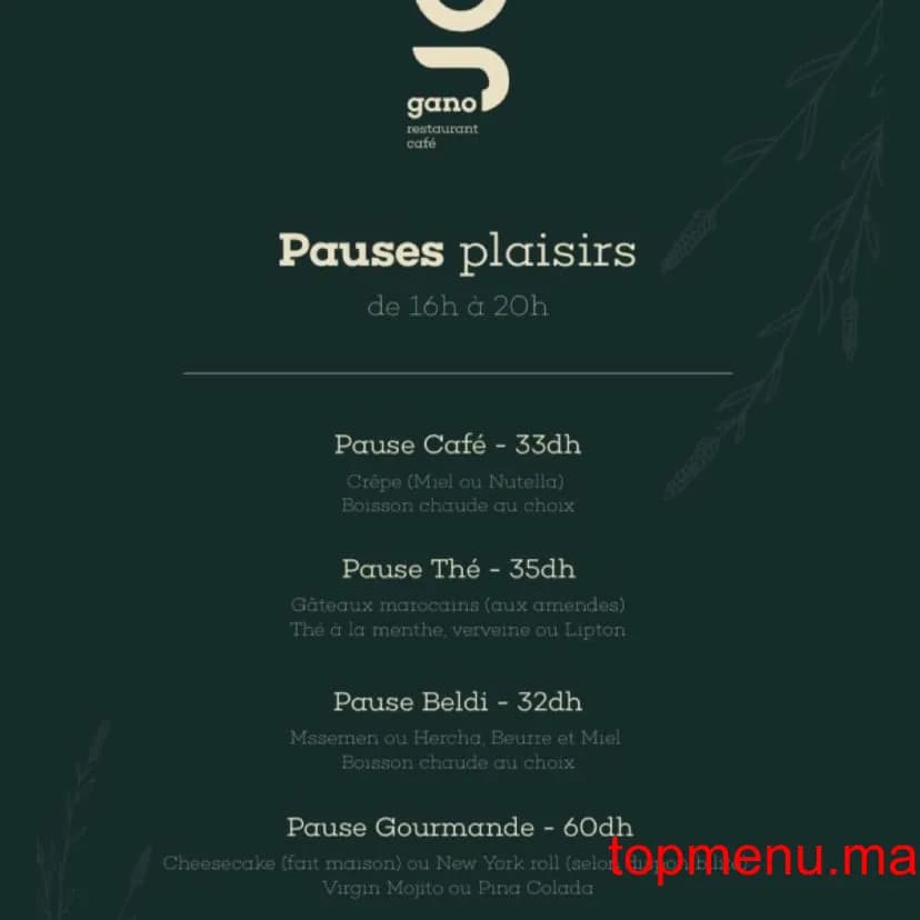 Restaurant Gano menu page 1 Gano menu page 1