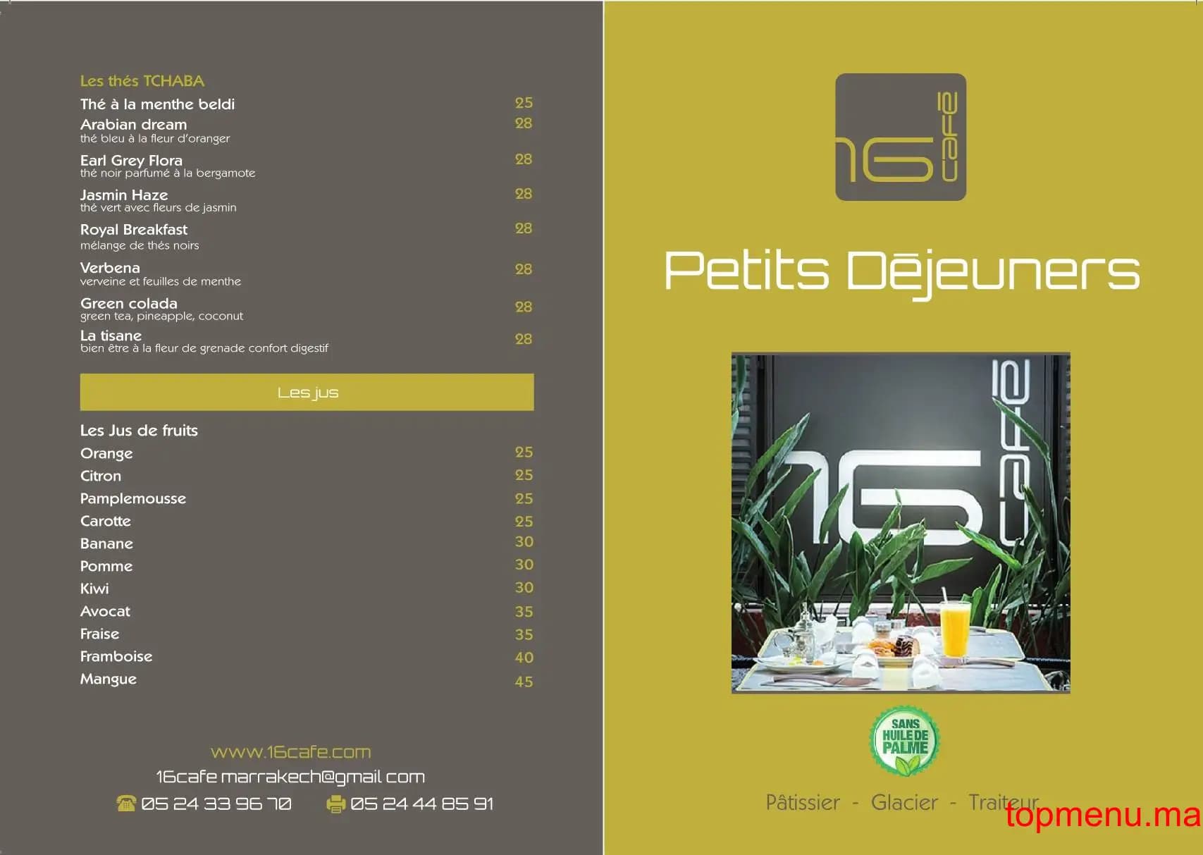 Restaurant 16 Café menu page 1 16 Café menu page 1