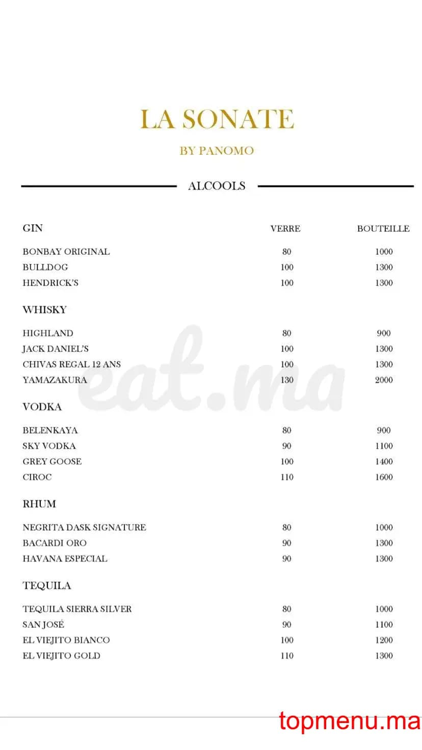 Restaurant La Sonate menu page 4 La Sonate menu page 4