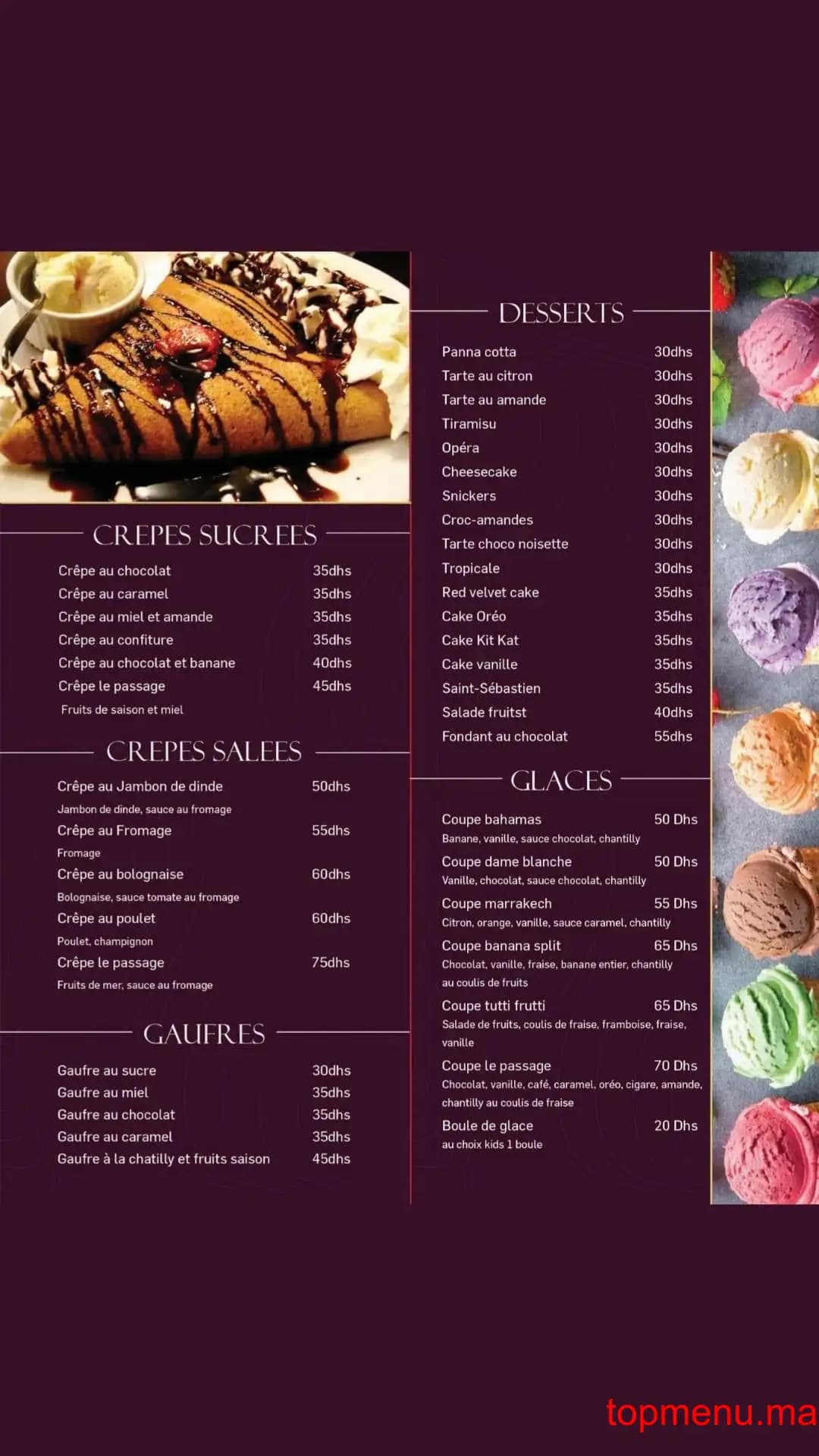 Restaurant Le Passage menu page 6 Le Passage menu page 6